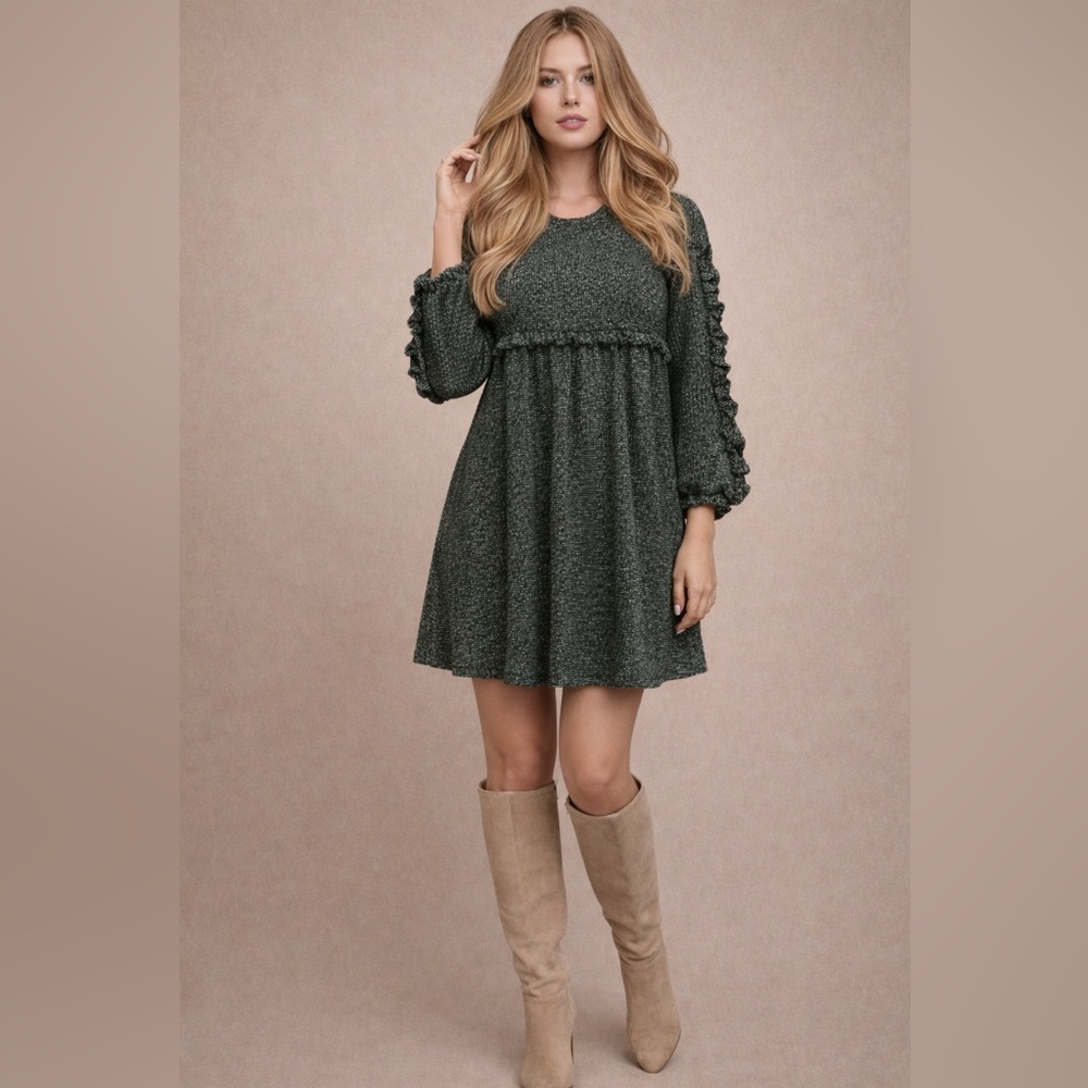 NWOT Anthropologie RO & DE Green Babydoll Sweater Dress |  (New)